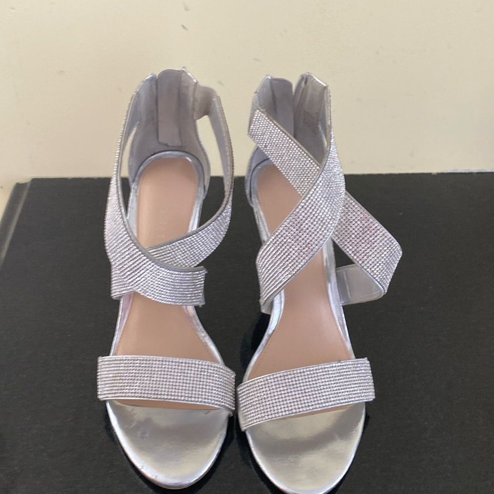Kelly and Katie silver high heels